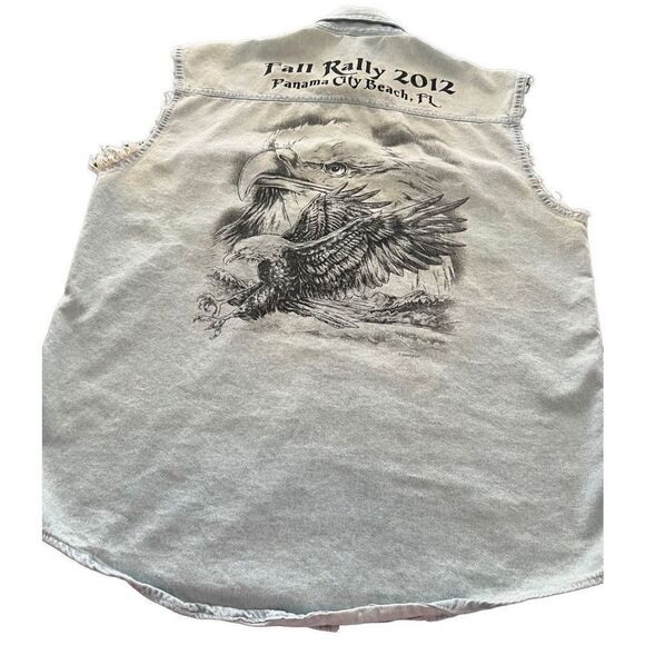 THE AMERICAN BW RALLY BIKE WEEK denim sleeveless shirt size M made in USA - Picture 4 of 13